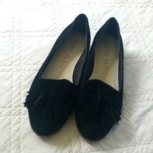 Anne Klein Black Suede Loafers 7.5